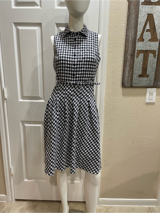 Polo Ralph Lauren Dresses & Skirts - Lauren Ralph Lauren Gingham Sleeveless Shirtdress in Navy/White Size 4